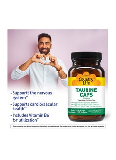 Country Life Taurine Caps Supports Cardiovascular Health And Nervous System 500Mg 100 Vegan Capsules Certified Gluten Free Certified Vegan  - Image 5
