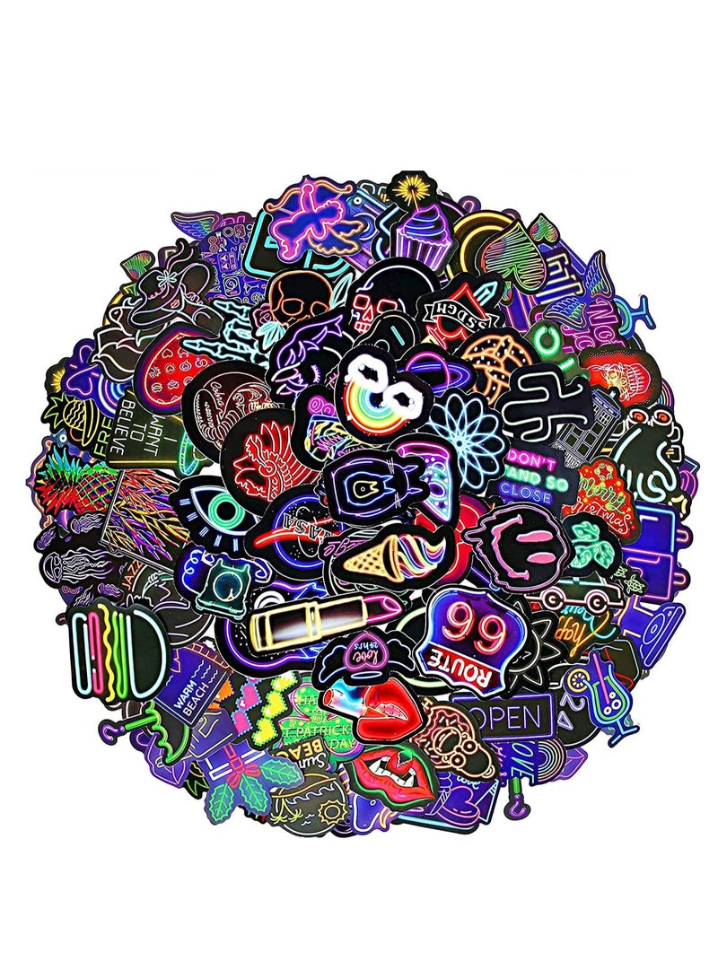 Neon Sticker Pack Waterproof Stickers Notebook Skateboard Water Bottle Luggage Bike Phone Decals Vinyl Teen Kids 100 - Image 1