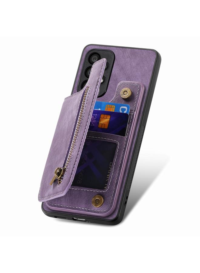 اس-توب جراب خلفي بسحاب من الجلد بتصميم كلاسيكي لهاتف Samsung Galaxy A52 4G/5G - Image 3