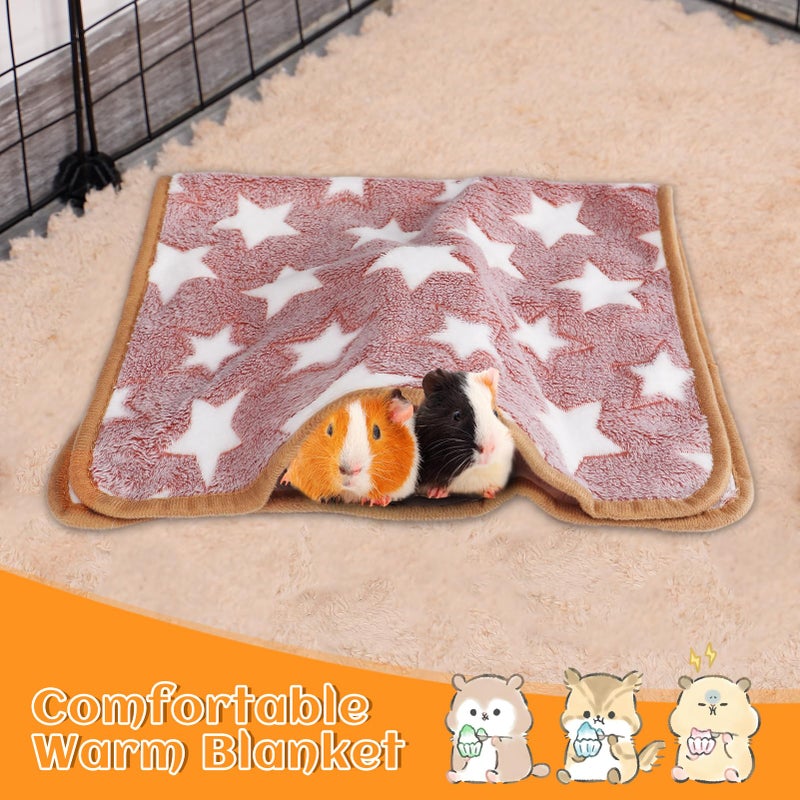 Alphatool Guinea Pig Blanket, 2 Pack Warm Soft Coral Fleece Small Animal Blankets Washable Pet Cage Liners Sleep Mat Pad Cover for Rabbit Hamster Dog Cat Ferret Chinchilla Hedgehog Bedding, 24" x 16" - Image 4