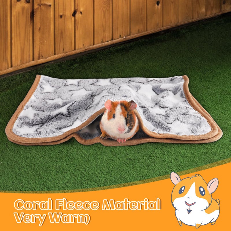 Alphatool Guinea Pig Blanket, 2 Pack Warm Soft Coral Fleece Small Animal Blankets Washable Pet Cage Liners Sleep Mat Pad Cover for Rabbit Hamster Dog Cat Ferret Chinchilla Hedgehog Bedding, 24" x 16" - Image 2