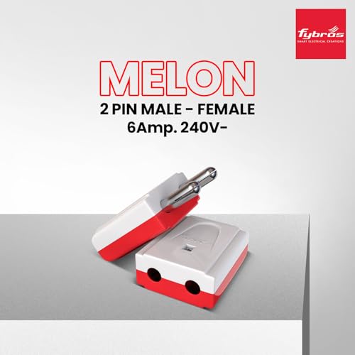 Fybros Melon 2 Pin Male Female Adapter Plug Top - White-Red (Pack of 10) Made in India - Image 2