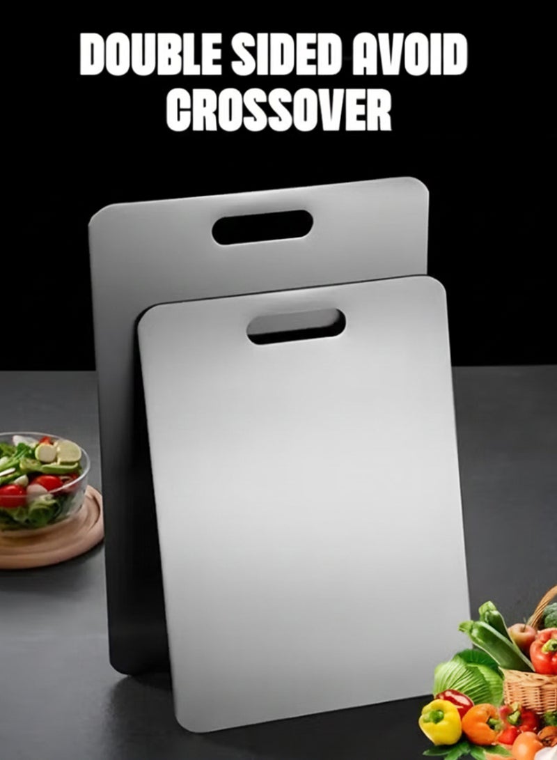 الموجة التالية لوح تقطيع شديد التحمل من الفولاذ المقاوم للصدأ 304 للمطبخ، مثالي للتقطيع والفرم والخبز وتحضير اللحوم والجبن والخضراوات والفواكه، 40 × 28 سم - Image 5