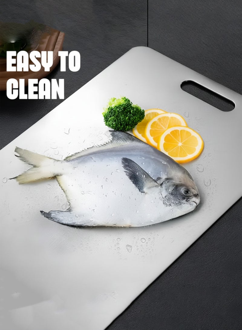 الموجة التالية لوح تقطيع شديد التحمل من الفولاذ المقاوم للصدأ 304 للمطبخ، مثالي للتقطيع والفرم والخبز وتحضير اللحوم والجبن والخضراوات والفواكه، 40 × 28 سم - Image 4