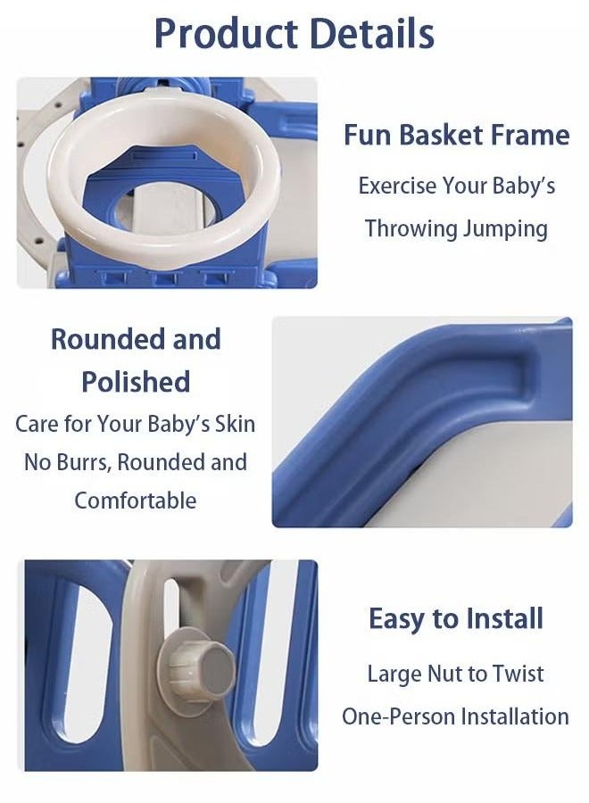 XiuWoo 4 in 1 Toddler Slide and Swing Set, Baby Slide with Basketball Hoop, Indoor Outdoor Slide Toddler Playset Toddler Playground, Blue - Image 4