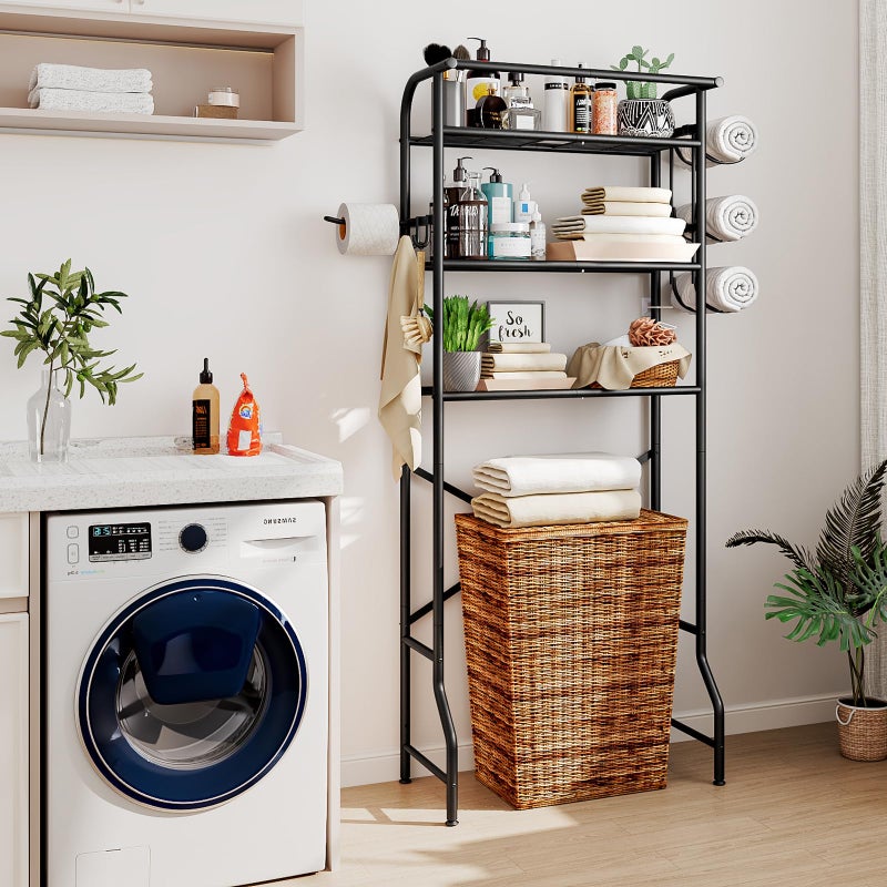 Dazioter Over The Toilet Storage Metal 3 Tier Bathroom Organizer Shelf with Paper Holder Easy to Assemble & Space Saving (Black) - Image 5