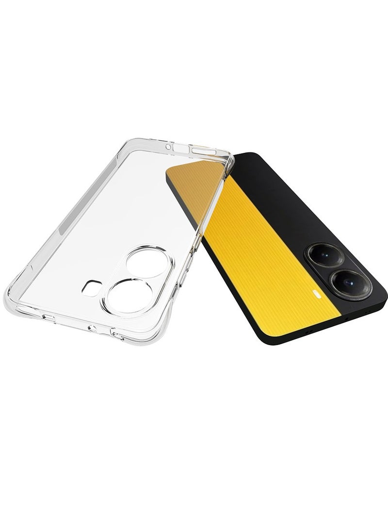 [1+1 Sets] For Xiaomi Poco X7 Pro 5G Case & Screen Protector Crystal Clear Ultra Slim Anti Scratch Shockproof Protective TPU Back Cover with Tempered Glass Screen Protector