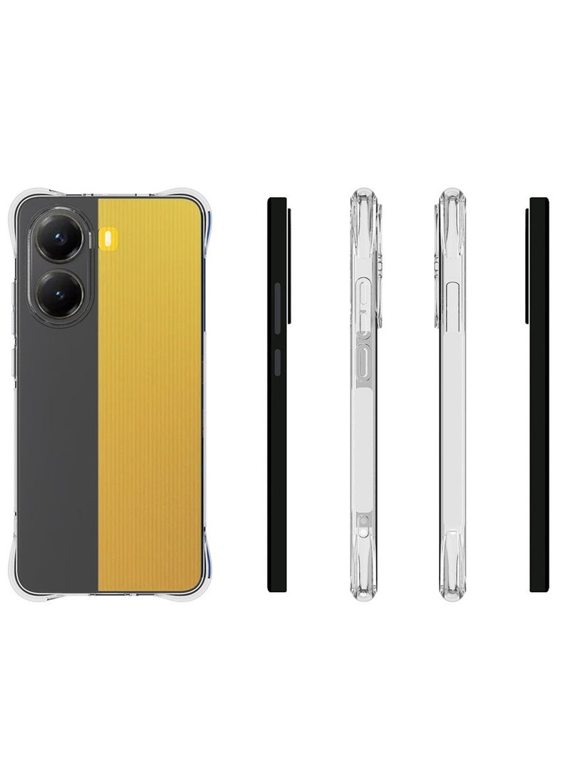 [1+1 Sets] For Xiaomi Poco X7 Pro 5G Case & Screen Protector Crystal Clear Ultra Slim Anti Scratch Shockproof Protective TPU Back Cover with Tempered Glass Screen Protector