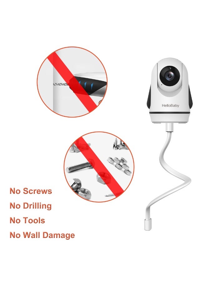 Hellobaby Baby Monitor Mount for HB6550/ HB6563/ HB65/ HB6339/ HB6352/ HB6146/ HB65/ HB6364, 20 Inch Flexible Arm Bracket, Sturdy Camera Holder Attaches to Crib Cot Shelves, No Tools or Wall Damage - Image 4