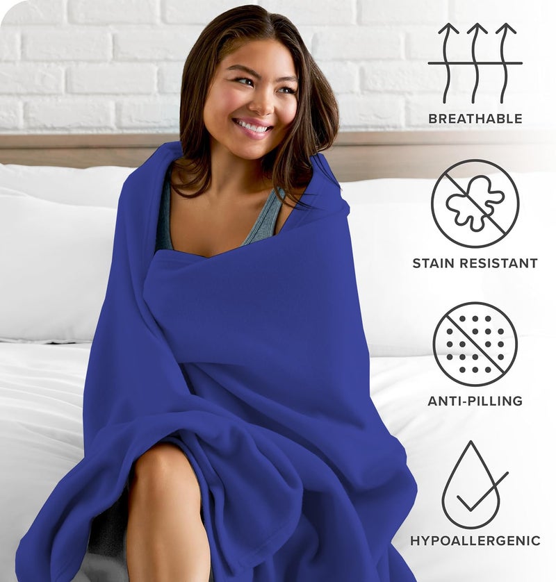 STARNSTYLE 300 TC All Season Solid/Plain Lightweight Polar Fleece Single Bed Blanket (152 x 230 cm) Blue Blanket SingleIV9 - Image 3