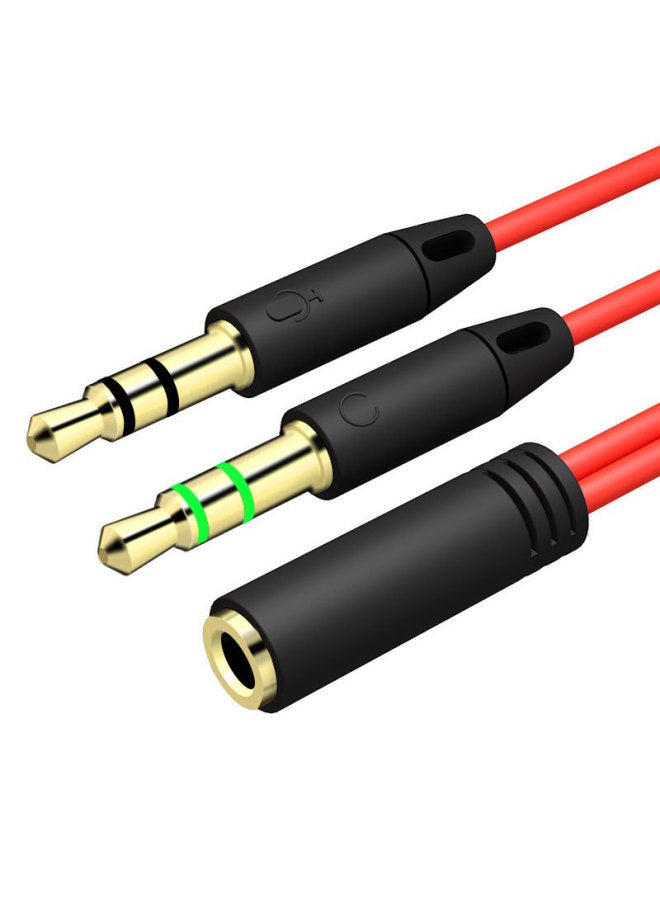 Mobile Phone Microphone One Minute Two Audio Adapter Cable Headset Conversion Computer Headset 3.5 Two-in-one Splitter-Color:Red  - Image 1