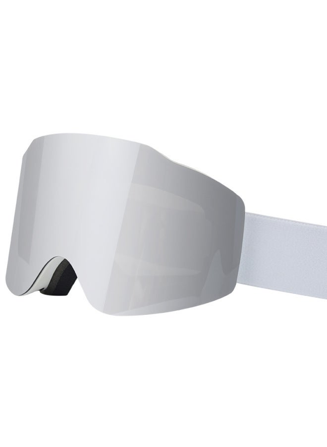 White Frame Silver Sheet New Upgraded Magnetic Motorcycle Goggles Uv-proof Quick Change Helmet Goggles Motorcycle Glasses For Men And Women