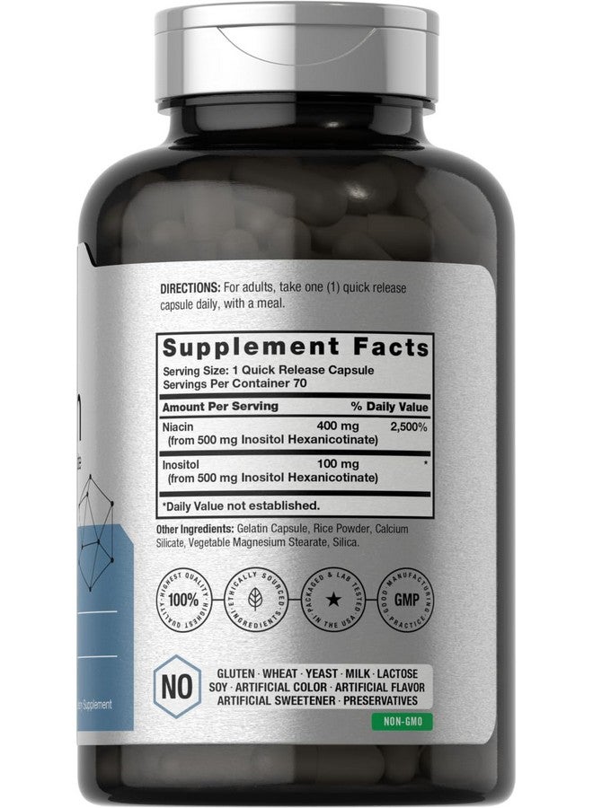 Horbäach Horbaach Niacin 500mg | 70 Capsules | Flush Free Supplement | as Inositol Hexanicotinate | Non-GMO and Gluten Free - Image 2