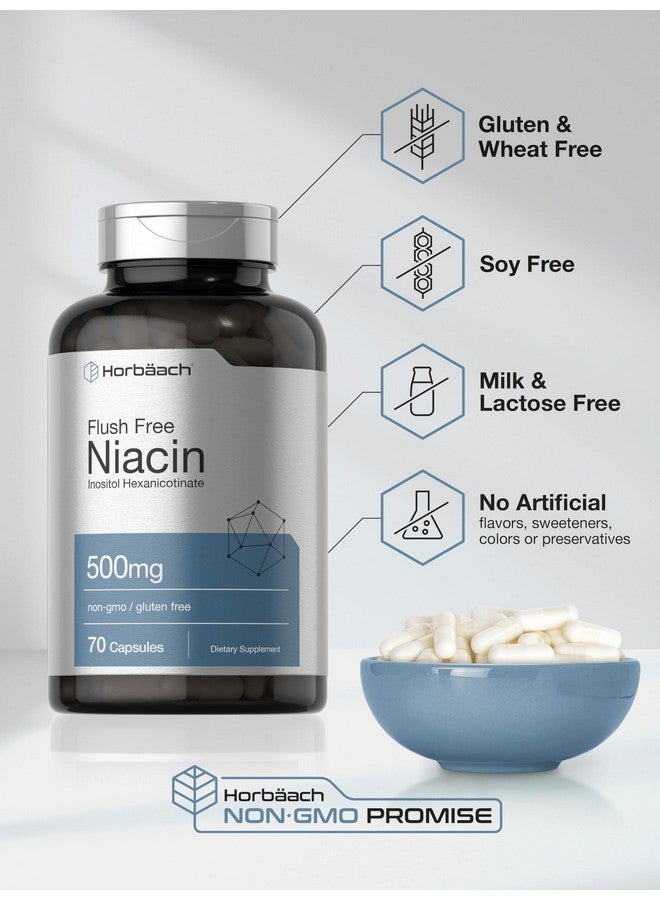 Horbäach Horbaach Niacin 500mg | 70 Capsules | Flush Free Supplement | as Inositol Hexanicotinate | Non-GMO and Gluten Free - Image 5