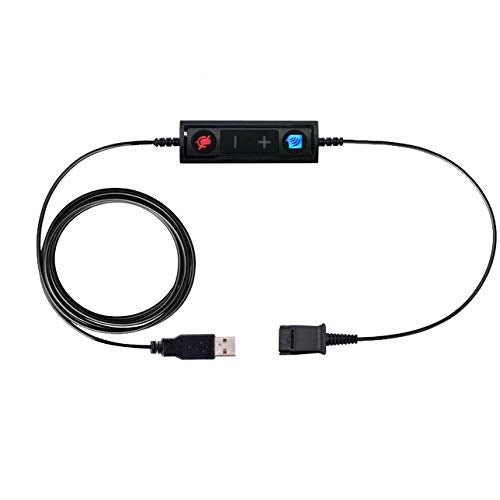 TruVoice USB to QD Adapter Cable Compatible with any Plantronics, Poly or TruVoice Headset with a Quick Disconnect (QD) - Includes in-Line Volume Control and Mute Functionality - Image 1