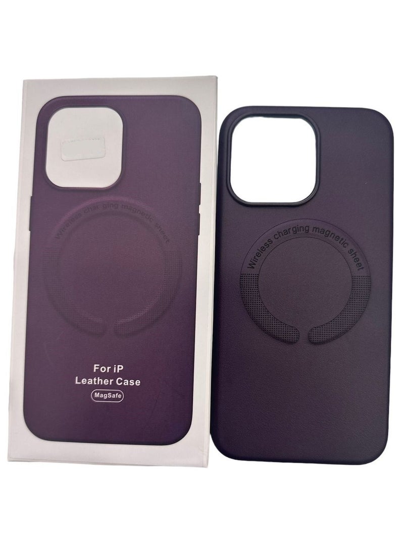 11 Pro Max Vegan Leather Case with MagSafe Purple - Image 1