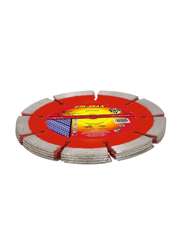 EM Em-max Diamond Cutting 4.5 inch Disc with Galvanized Blade for Cutting and Grinding Granite, Marble, Tile, Natural Stones  - Image 2