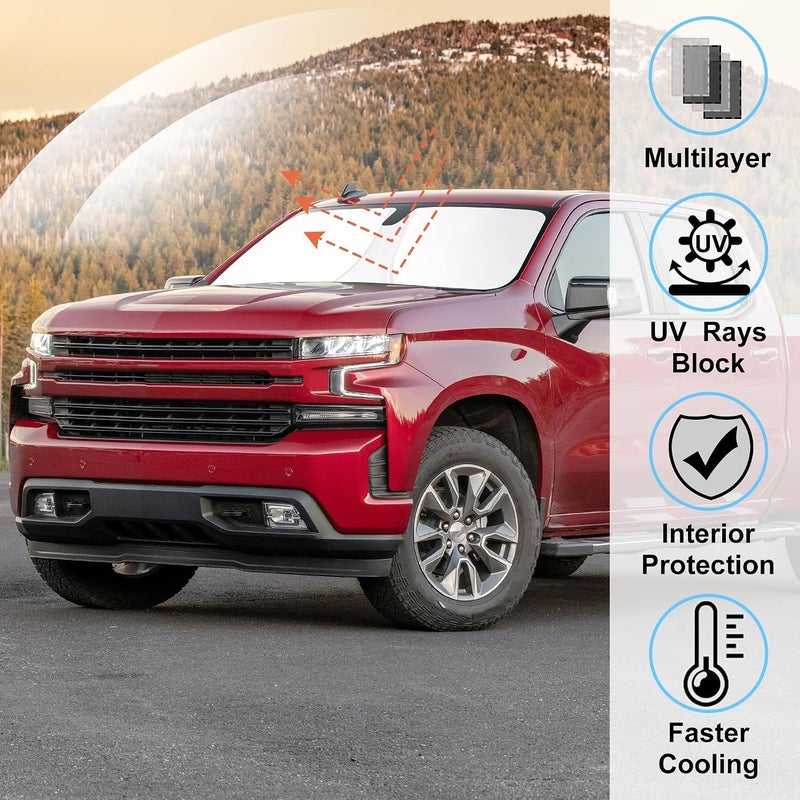 LHFLIVE Windshield Sun Shade Custom Fit for 2019-2024 2025 2026 Chevrolet/Chevy Blazer Accessories Foldable Sunshade Sun Blocker Protect Car from Sun Rays & Heat Damage Keep Car Cooler - Image 2