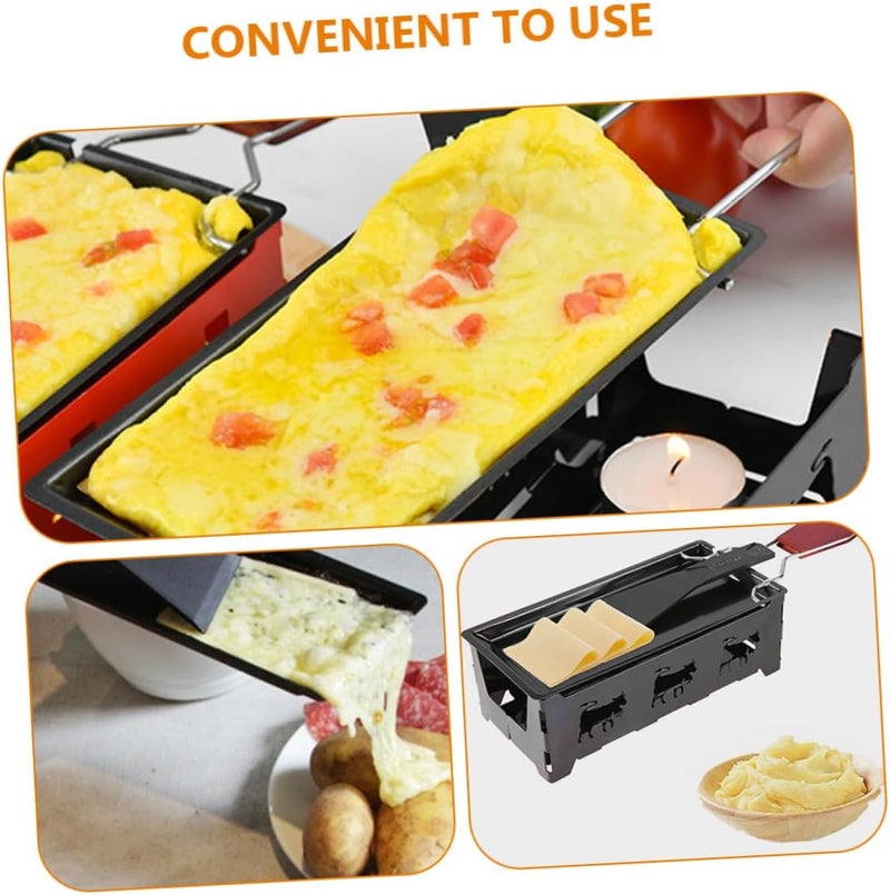 BESTOYARD 1 Set Cheese Griddle Carbon Steel Baking Tray Raclette Table Grill for Cheese Candlelight Cheese Raclette Indoor Grill Household Mini Cheese Oven Iron Kitchen Supplies Korean - Image 4
