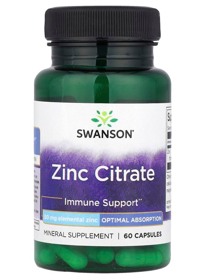 SWANSON Zinc Citrate 50 mg 60 Capsules