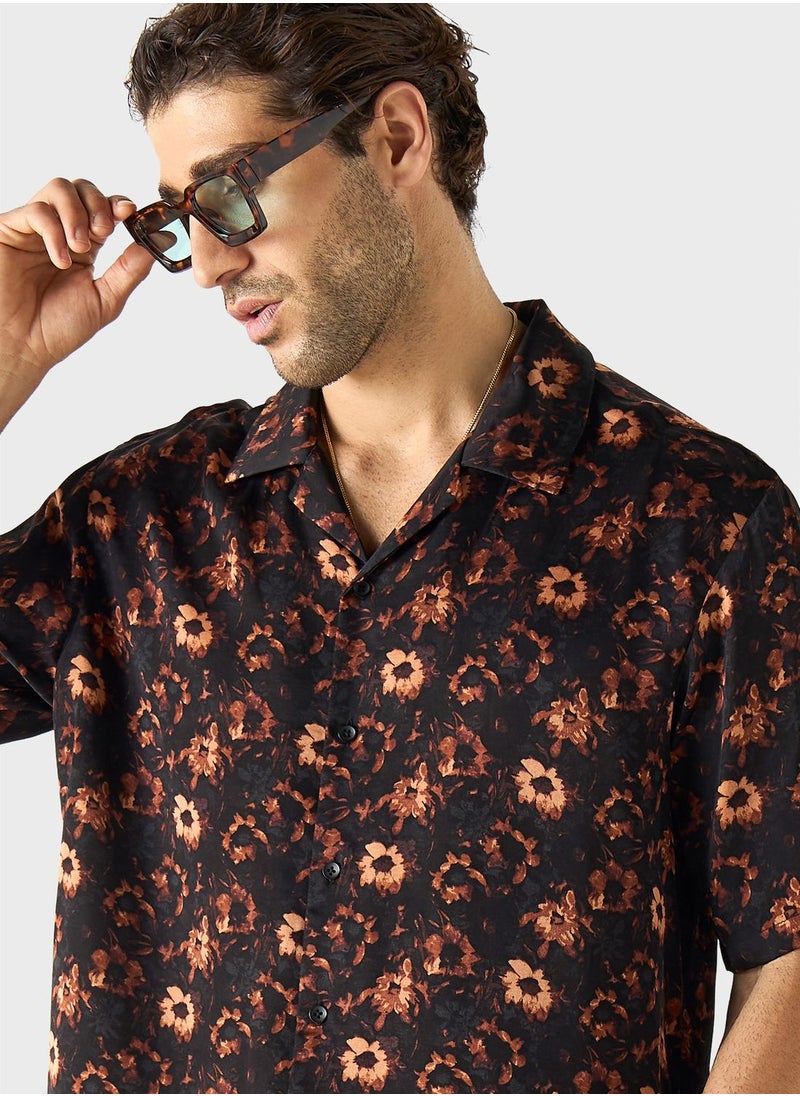 Iconic - Floral Print Relaxed  Fit Shirt - Image 1