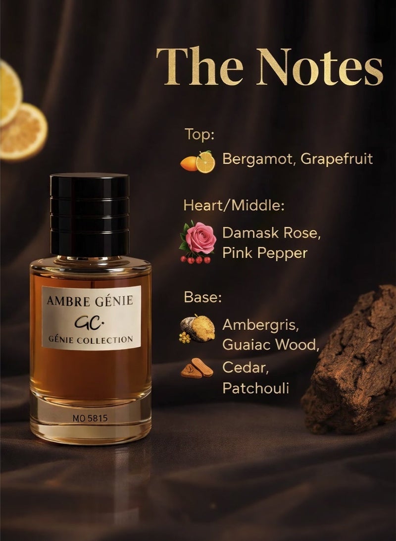 Genie Collection Amber Genie Collection No. 5815 | Long Lasting Luxury Unisex Perfume with Woody, Spicy & Floral Notes – 25ml - Image 2