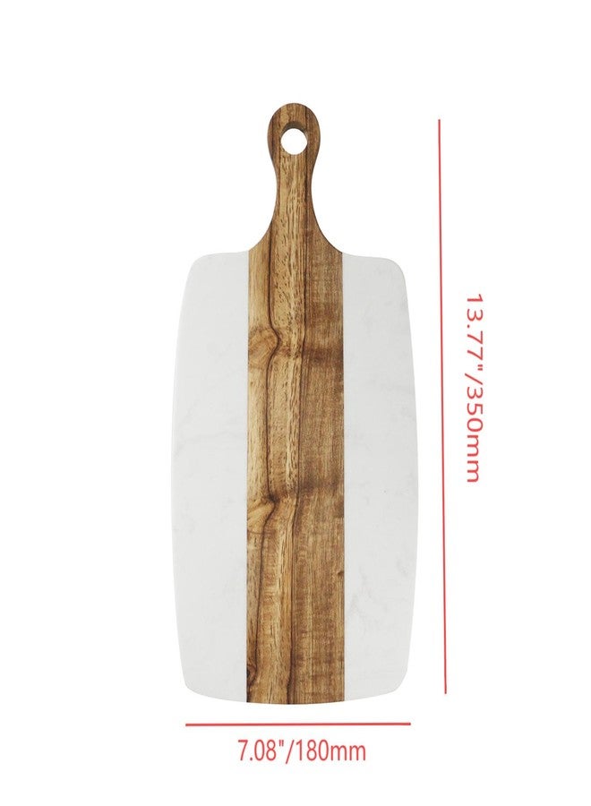 Nicerity Cutting Board with Marble and Natural Wood White Marble and Wood Charcuterie Board Cheese Board With Handle Serving （Type-3） - Image 4