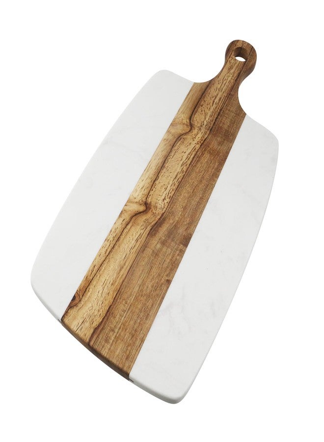 Nicerity Cutting Board with Marble and Natural Wood White Marble and Wood Charcuterie Board Cheese Board With Handle Serving （Type-3） - Image 5