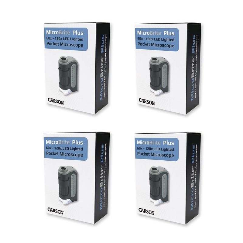 Carson Carson MicroBrite Plus 60x-120x Power LED Lighted Pocket Microscope - Set of 4 (MM-300MU),Black/Grey  - Image 3