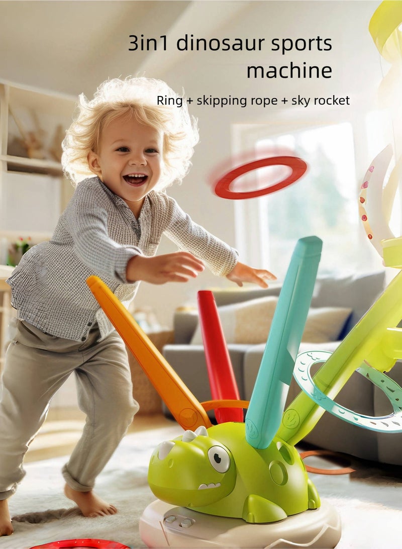 I LOVE KIDS 3-in-1 Dinosaur Sports Machine for Kids,Musical Jump,Ring Toss And Sky Rocket,Kid's Sensory Training Toys,Fun Interactive Indoor And Outdoor Toy for Ages 3+ - Image 4