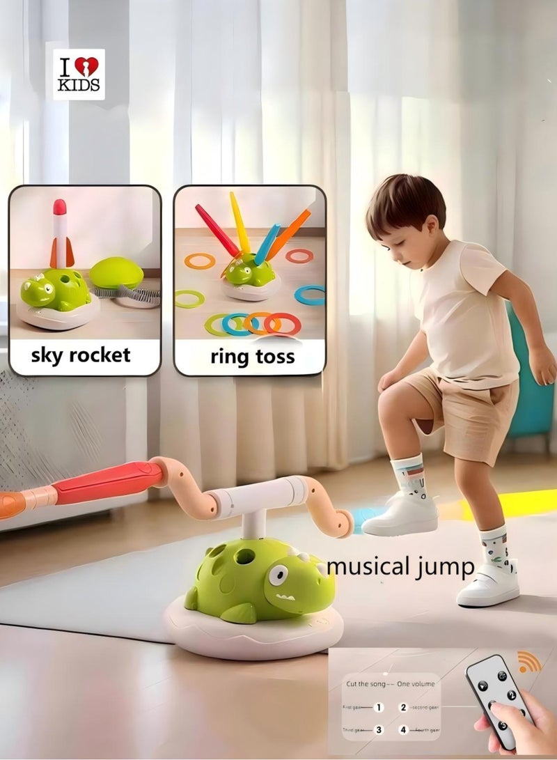I LOVE KIDS 3-in-1 Dinosaur Sports Machine for Kids,Musical Jump,Ring Toss And Sky Rocket,Kid's Sensory Training Toys,Fun Interactive Indoor And Outdoor Toy for Ages 3+ - Image 1