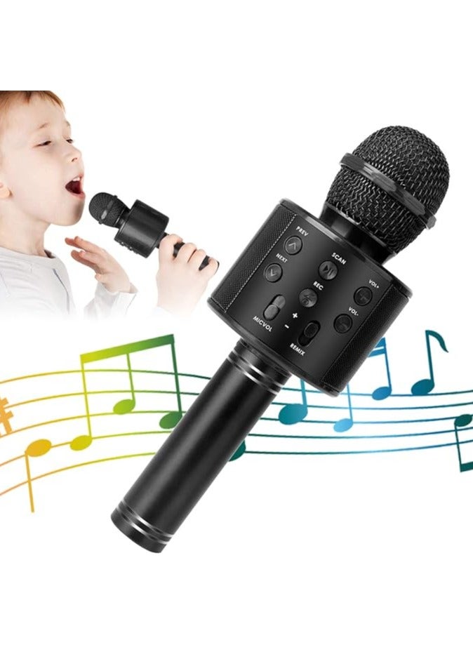 Lukadah Kids Microphone for Singing, Wireless Bluetooth Karaoke Microphone for Adults, Portable Handheld Karaoke Machine, Toys for Boys and Girls Gift for Birthday Party (Black) - Image 1