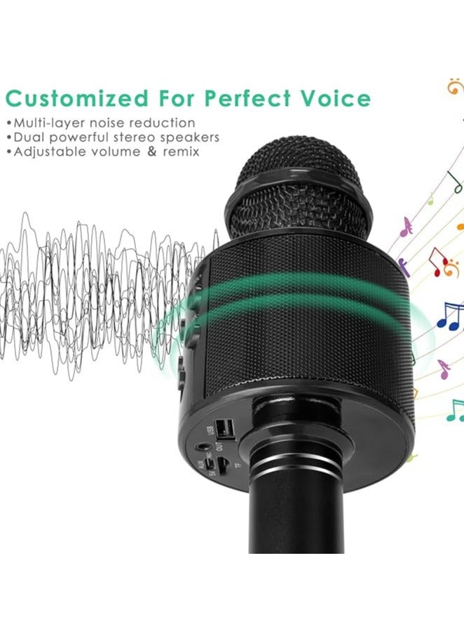 Lukadah Kids Microphone for Singing, Wireless Bluetooth Karaoke Microphone for Adults, Portable Handheld Karaoke Machine, Toys for Boys and Girls Gift for Birthday Party (Black) - Image 2