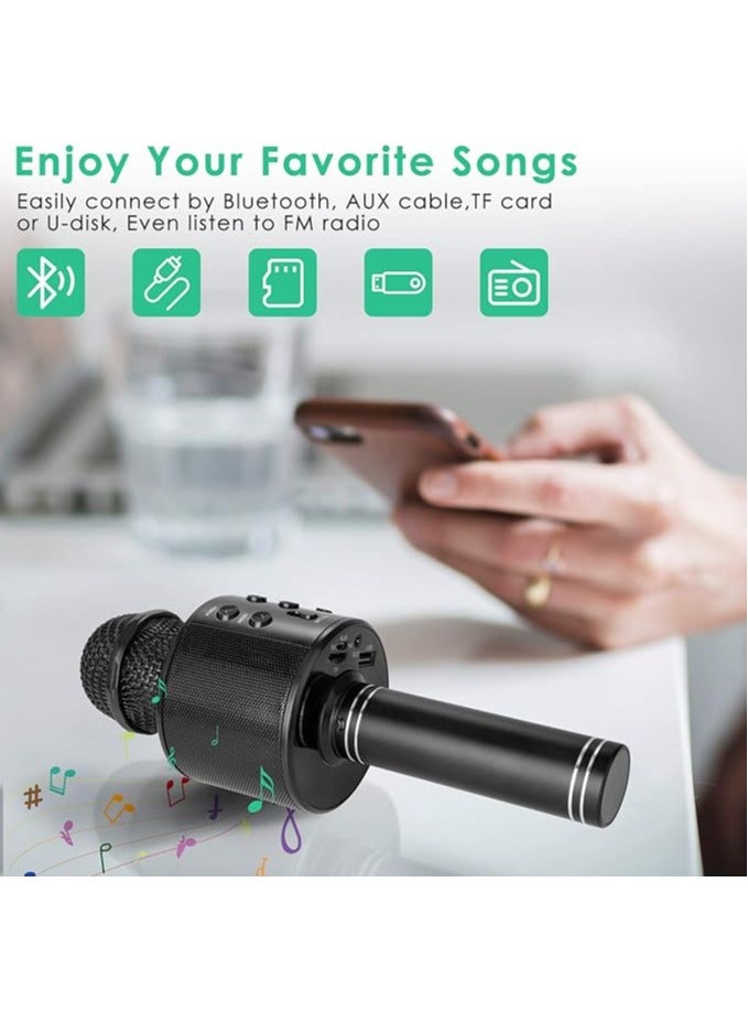 Lukadah Kids Microphone for Singing, Wireless Bluetooth Karaoke Microphone for Adults, Portable Handheld Karaoke Machine, Toys for Boys and Girls Gift for Birthday Party (Black) - Image 3