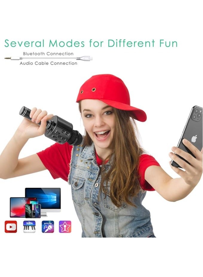 Lukadah Kids Microphone for Singing, Wireless Bluetooth Karaoke Microphone for Adults, Portable Handheld Karaoke Machine, Toys for Boys and Girls Gift for Birthday Party (Black) - Image 4