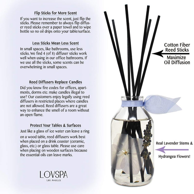 LOVSPA Reed Diffuser Set, Lavender De Provence Scented Oil Diffuser with Sticks, Home Fragrance Accessories for Bathroom Shelf Decor, Aroma Diffusers for Home or Office Desk, USA Made - Image 2