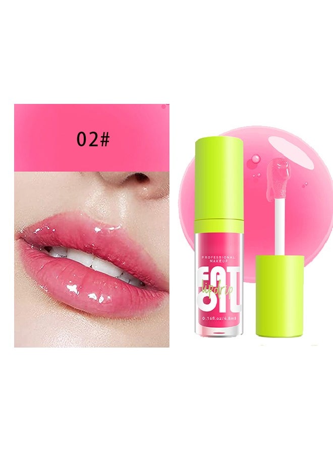 Julystar Plump Lips Fat Perks, Lip Glow Oil Deep Nourishing Moisturizing Glossy Long Lasting Lightweight Non Sticky Portable Lip Oil Lip Care to Fade Lines and Exfoliate Dead Skin for Women 4.8ml(#02)  - Image 2