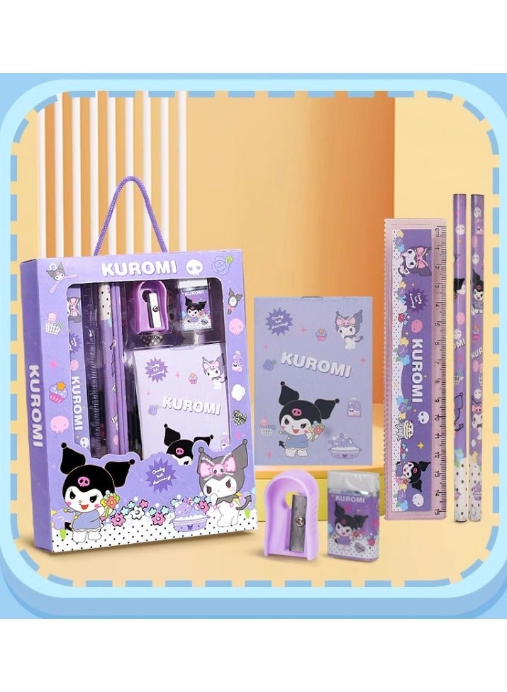 Generic 6 Piece Stationery Set Sanrio Children's stationery Gift Set back-to-school gift set for students to learn Kouromi Pencil Ruler  - Image 1