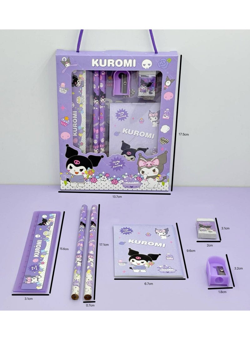 Generic 6 Piece Stationery Set Sanrio Children's stationery Gift Set back-to-school gift set for students to learn Kouromi Pencil Ruler  - Image 2