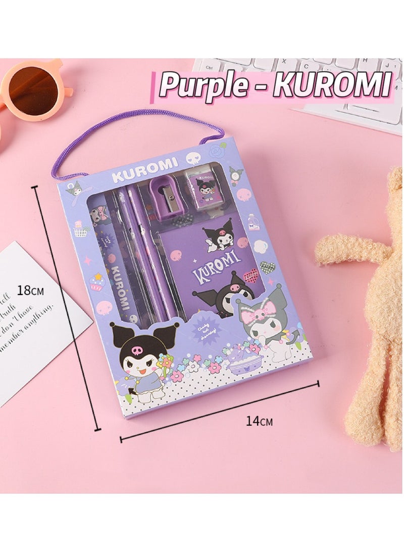 Generic 6 Piece Stationery Set Sanrio Children's stationery Gift Set back-to-school gift set for students to learn Kouromi Pencil Ruler  - Image 3