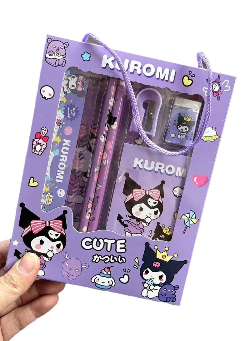 Generic 6 Piece Stationery Set Sanrio Children's stationery Gift Set back-to-school gift set for students to learn Kouromi Pencil Ruler  - Image 5