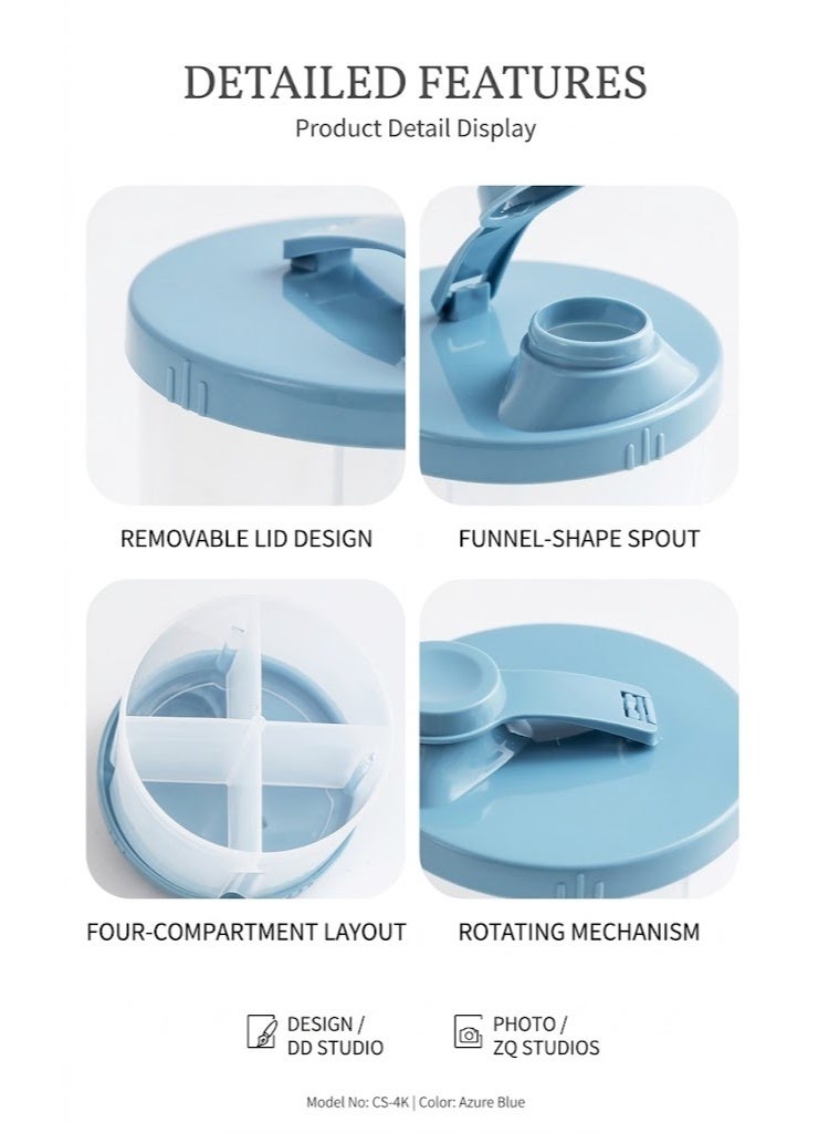MOMELU Baby Formula Powder Dispenser – 4 Compartment Storage Container, Rotatable Lid with Funnel, Transparent, Portable, 61g, PP Material, Travel-Friendly - Image 3