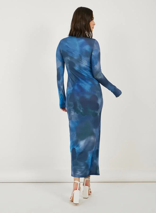 Styli Abstract Print Maxi Dress