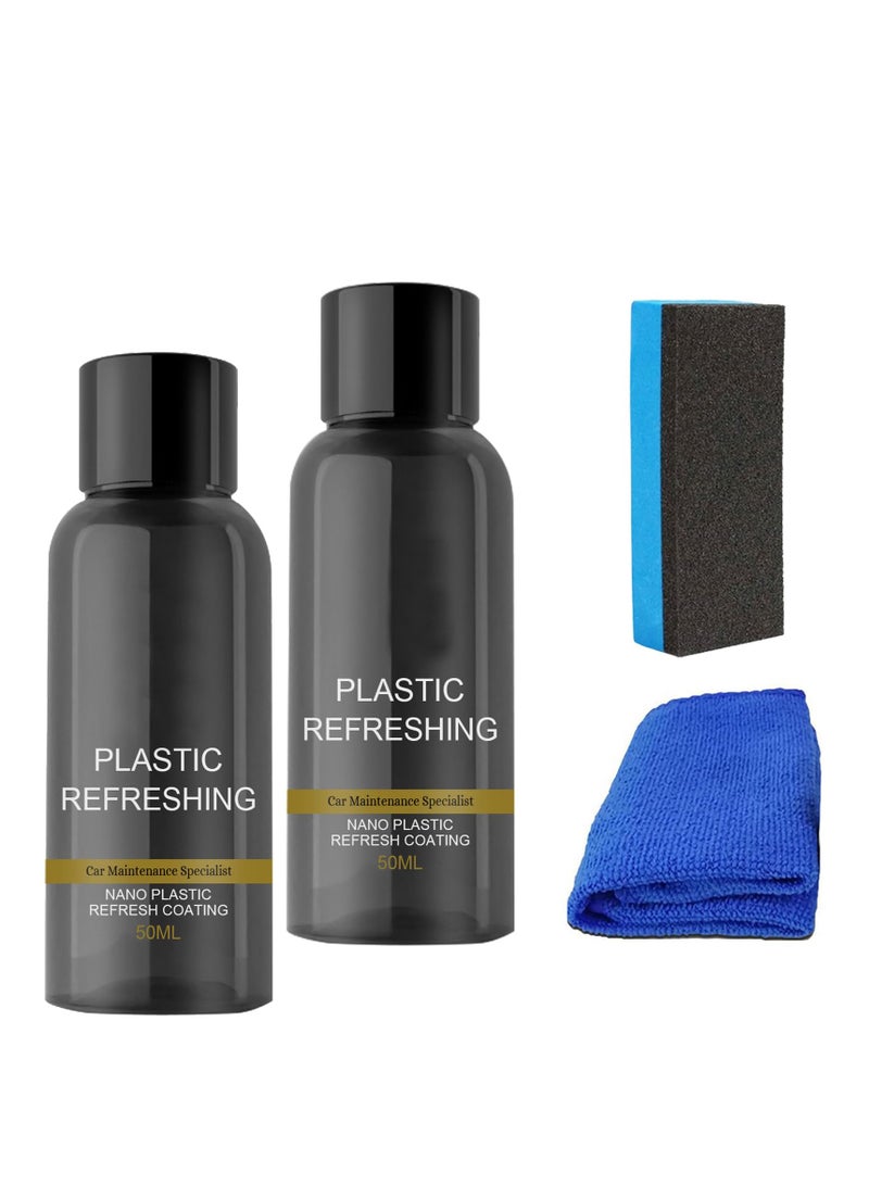 Excefore Plastic Refreshing, 2Pcs Plastic Revitalizing Coating Agent, Nano Plastic Refreshing Coating, for Car Automotive Interior Cleaning Agent New Car Restorer Cream Quick Restorer (50ml) - Image 1