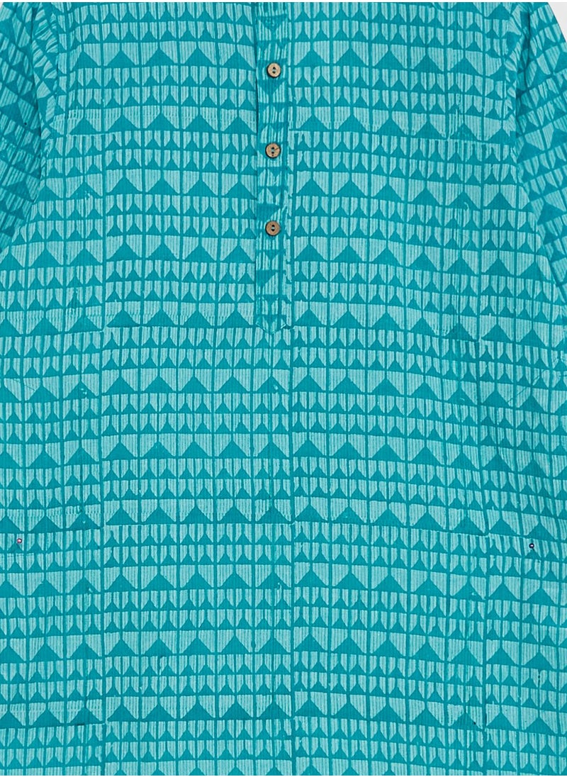 Fabindia - Youth Printed Long Kurta - Image 1