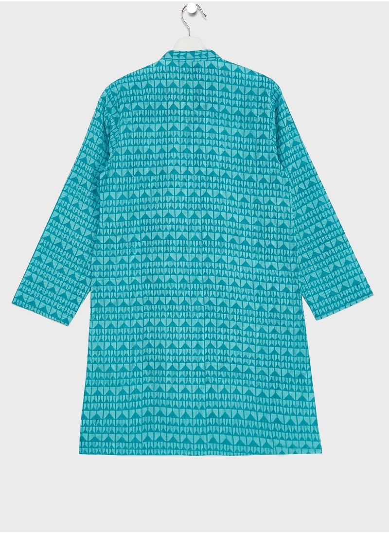 Fabindia - Youth Printed Long Kurta - Image 1