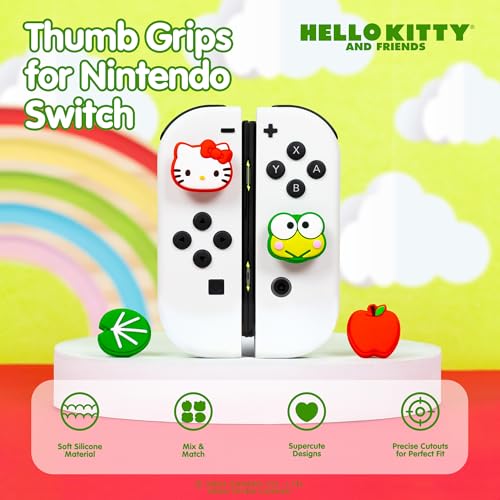 Hamee Hello Kitty and Friends Thumb Grips Compatible with Nintendo Switch OLED/Switch Lite, Character Analog Soft Anti-Slip Silicone Joystick Grip Cover Caps – Hello Kitty and Keroppi - Image 2