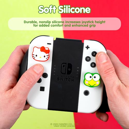 Hamee Hello Kitty and Friends Thumb Grips Compatible with Nintendo Switch OLED/Switch Lite, Character Analog Soft Anti-Slip Silicone Joystick Grip Cover Caps – Hello Kitty and Keroppi - Image 4