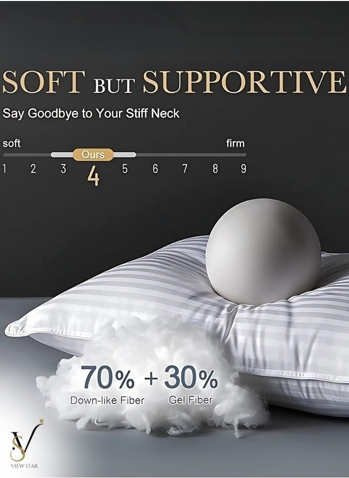 VIEW STAR Viewstar 1 Piece Luxury Sleeping Pillows, King Size Bed Pillows for Sleeping for Back, Stomach or Side Sleepers, Fluffy Pillows for Bed with Down Alternative, Machine Washable  - Image 3