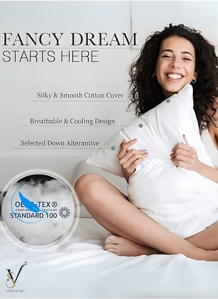 VIEW STAR Viewstar 1 Piece Luxury Sleeping Pillows, King Size Bed Pillows for Sleeping for Back, Stomach or Side Sleepers, Fluffy Pillows for Bed with Down Alternative, Machine Washable  - Image 2
